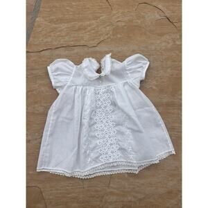 Vintage Madonna Baby Christening Dress Girls 0-6 Months Eyelet Lace Collared